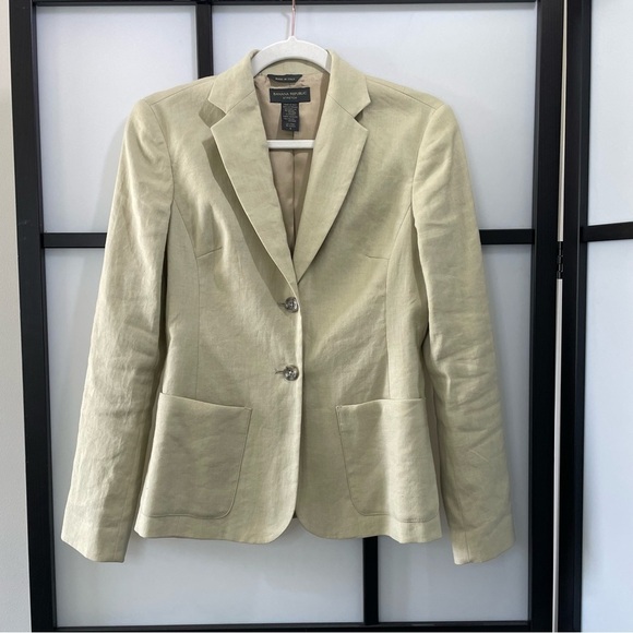 Banana Republic Jackets & Blazers - [0] Banana Republic Stretch Beige Linen & Rayon Blend Blazer Made In Italy